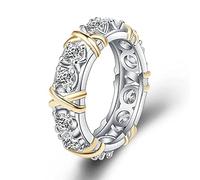 Magnetic Zircon Shaping Cross Full Moissanite Diamond Ring,925 Sterling Silver Cross Full Moissanite Diamond Ring,Magnetic Zircon Shaping Rings,Sterling Silver X Ring Criss Cross Ring (Gold,8)