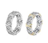 Magnetic Zircon Shaping Cross Full Moissanite Diamond Ring,925 Sterling Silver Cross Full Moissanite Diamond Ring,Magnetic Zircon Shaping Rings,Sterling Silver X Ring Criss Cross Ring (2color,8)