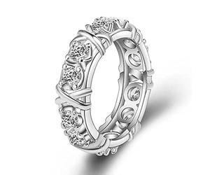 Magnetic Zircon Shaping Cross Full Moissanite Diamond Ring,925 Sterling Silver Cross Full Moissanite Diamond Ring,Magnetic Zircon Shaping Rings,Sterling Silver X Ring Criss Cross Ring (Silver,7)