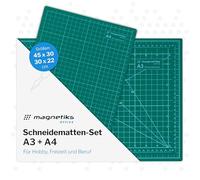 magnetiks Schneidematte 2er Set - DIN A3 und DIN A4 im 2er Set Schneideunterlage - selbstheilend doppelseitig grün