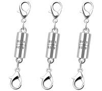 Magnetische Halskettenverschlüsse und Verschlüsse, 925er Silber, magnetische Schmuckverschlüsse, starke Magnetverschlüsse für Halsketten und Armbänder (3 Silber)