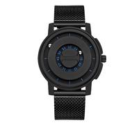Magnetische Perle schwimmende Uhr einzigartige Zeiger Design Edelstahlgurt 30m wasserdicht Unisex Quarz Uhr für Männer Frauen Modezubehör (Schwarze Gehäuseblau -Skala)