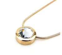 Magnetschmuck Set Dragon Eye Gold mit Kette hochwertig geschliffener Swarovski Solitaire Crystal weiß Miore 24k hartvergoldet Energetix 4you 459/1788