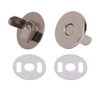 Magnetverschlüsse / Magnetknöpfe für Handtaschen, Taschen und zum Basteln, Magnetknöpfe, Gegenstücke und jeweils 2 Unterlegscheiben, Metall, 18 mm, metall, silber, 2er-Set