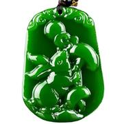 MAHUDVCR Halskette mit Anhänger aus natürlicher grüner Jade, handgeschnitzt, Modeschmuck für Herren, One Size, Azetat, Ohne Edelstein