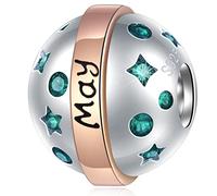 Mai Birthstone Charms passen Pandora Muttertag Armband, 925 Sterling Silber Geburtstag Stein Pave Smaragd grün CZ Perlen mit Unendlichkeit Symbol, Geschenke für Mama/Patin/Stiefmutter