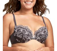 Maidenform Bügel Demi BH, Bester Push Up BH mit Wonderbra Technologie, Glättender Spitzenbesatz BH mit Push-Up Cups, Rising Smoke/Gentle Peach, 85D
