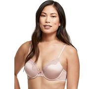 Maidenform Damen Bra with Underwire, Comfort Devotion Full Coverage Bras for Women T-Shirt-BH, Durchsichtig, Transparentes Blassrosa/Dunkelmalve, 75D