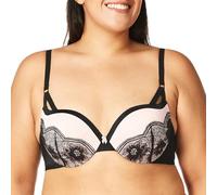 Maidenform Damen Bügel, Love The Lift Smoothing Lace Demi, Push-up BH, Undurchsichtige, Schwarze, sanfte Pfirsichschnürste, 80B