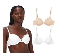 Maidenform Damen, Demi-t-Shirt-bügel, Wandelbarer, 2er-Pack BH, Mandel/Weiß, 80B