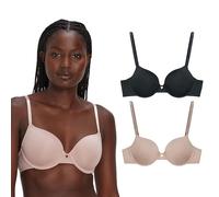 Maidenform Damen, Demi T-Shirt Underwire, Convertible Bra for Women, 2-Pack BH, Schwarz/Abendrot, 75A (2er Pack)