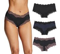 Maidenform Damen Hipster Unterwäsche Low Rise Cheeky Panty Scalloped Lace Hipster Panty, 3er-Pack, L