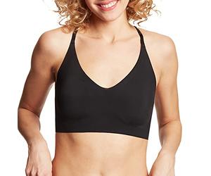 Maidenform Damen Pure Comfort Bralette mit Spitzenbesatz Pullover Drahtloser Spitze Racerback BH, Halbtransparent, Schwarz, E
