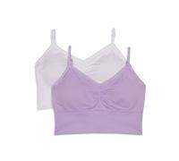 Maidenform Damen Ruched Longline Bra Bralette, 2 Pack Trainings-BH, Delta Lavendel/Weiß, X-Large
