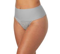 Maidenform Damen Tame Your Tummy Shaping Lace Thong with Cool Comfort Dm0049 Tangahschen, Silberne Filigrane Spitze, Small