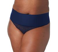 Maidenform Damen-Tanga aus Spitze, Firm-Control-Shaping-Thong mit Spitze, feuchtigkeitsableitende Shapewear, Marineblaue Spitze, L