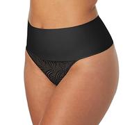 Maidenform Damen Zähmen Sie Ihren Bauch formender Tanga mit kühlem Komfort Taillen-Shapewear, Schwarze Spitze, L
