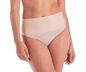 Maidenform Damen-Tanga aus Spitze, Firm-Control-Shaping-Thong mit Spitze, feuchtigkeitsableitende Shapewear, M