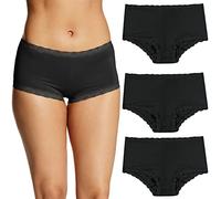 Maidenform Damen Panty Mikrofaser, eine tolle Passform, Boyshort Höschen mit Spitze, 3er-Pack Slips für Jungen, Schwarz/Schwarz/Schwarz, M