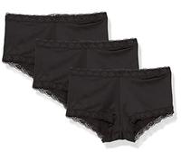 Maidenform Damen Underwear, Microfiber with Lace Boyshort Panties, One Fab Fit, 3-Pack Slips für Jungen, Schwarz/Schwarz/Schwarz, M (3er Pack)