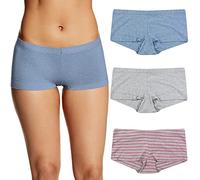 Maidenform Damen Underwear, Stretch Cotton Boyshort Panties for Women, Assorted, 3-Pack Slips für Jungen, Blue Denim Heather/Grey Hthr/Pink Stripe, L (3er Pack)