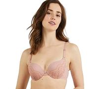 Maidenform Damen Underwire, Love The Lift Smoothing Lace, Push-up Bra for Women Demi BH, Durchsichtig, Transparentes Blassrosa/Rotgold, 85D