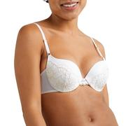 Maidenform Damen Underwire, Love The Lift Smoothing Lace, Push-up Bra for Women Demi BH, Undurchsichtige, Weiß/Rotgold, 80B