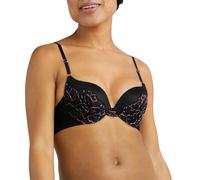 Maidenform Damen Underwire, Love The Lift Smoothing Lace, Push-up Bra for Women Demi BH, Undurchsichtige, Schwarz/Rotgold, 90D