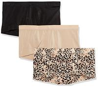 Maidenform Damen Unterwäsche, Mikrofaser, Boyshort Panties, Volle Abdeckung, 3er-Pack Slips für Jungen, Schwarz/Body Beige/Snow Leopard, S