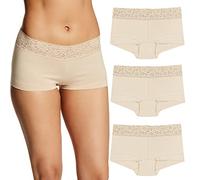 Maidenform Damen Underwear, Stretch Cotton Boyshort Panties for Women, Assorted, 3-Pack Slips für Jungen, Latte Lift/Latte Lift/Latte Lift, L (3er Pack)