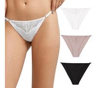 Maidenform Damen Verstellbare String Bikini Unterwäsche No-Show Höschen Mehrweg Träger 3er Pack, Weiß/Evening Blush/Schwarz, S