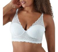 Maidenform Damen Wireless Bralette, Pure Comfort Lace Longline, Convertible Bra for Women BH, Undurchsichtige, Weiße Blüte, 75B