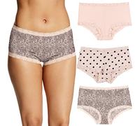 Maidenform Damenunterwäsche, Mikrofaser mit Spitze, Boyshort-Höschen, One Fab Fit, 3er-Pack, L