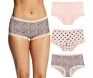 Maidenform Damenunterwäsche, Mikrofaser mit Spitze, Boyshort-Höschen, One Fab Fit, 3er-Pack, M