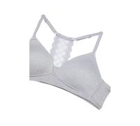 Maidenform Girl Mädchen Weicher Komfort-Pullover Spitze hinten Trainings-BH, Blickdicht, Meliert, Grau, 65A