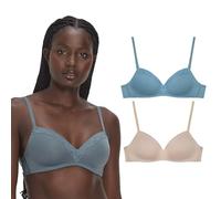 Maidenform, Modern Demi Wireless T-Shirt Cabrio BH für Damen 2er-Pack, Evening Blush/Blue Dive, 90C