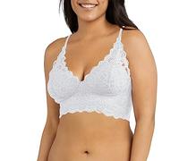 Maidenform Women's Pure Comfort, Lightly Lined Wireless Bra, Convertible Longline Halter Bralette with Soft Foam Cups, White/Silver Lace, 38B