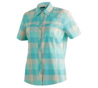 Outdoorbluse MAIER SPORTS "Kendra S/S W", Damen, Gr. 36, blau (rauchtürkis), 97% Polyester, 3% Elasthan, Kurzarm, Blusen, Damen Kurzarmbluse, pflegeleichte Karobluse (26630728-36) rauchtürkis