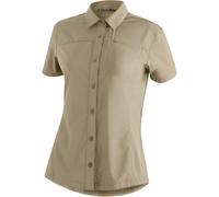 Funktionsbluse MAIER SPORTS "Magos S/S W", Damen, Gr. 38, braun (hellbraun), 94% Polyester (recycelt); 6% Elasthan, Kurzarm, Blusen, Damen Hemdbluse, atmungsaktives Freizeit-Hemd, Taillierter Schnitt 