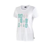 Maier Sports Damen T-Shirt Waltraud Print, Kurzarm Piqué-Shirt, White/Print Leaves, 36