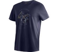 T-Shirt MAIER SPORTS "Dieter Print", Herren, Gr. XXL, blau (dunkelblau), 100% Polyester, Rundhals, Shirts, Herren Funktionsshirt, Freizeitshirt mit Aufdruck, Regular Fit (75756506-XXL) dunkelblau