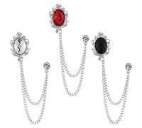 Maigendoo 3 Stk Herren Brosche Juwel Tassels Kragen Pins Broschennadeln Ketten Broschen Anstecknadel Blusen Clip Mode Schmuck Abzeichen Korsage Damen Formelle Kleidung Zubehör, Silber Schwarz Rot Weiß