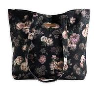 Maison d' Hermine 100% Baumwoll-Canvas-Einkaufstasche | Umhängetasche | Einkaufstasche für die Arbeit, Strand, Reisen, Shopping, Mittagessen, perfekt für Frauen, Mädchen (MOODY FLORALS)