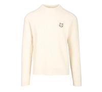 Maison Kitsune - Classic Round Neck White Sweater With Soft Texture - Größe M - beige