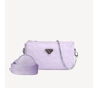 Maison Mollerus Leder Stampato Flieder Umhängetasche Zell, Silber