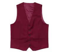 Maiyifu-GJ Formale Herren Business Weste Ärmellos Slim Fit Hochzeitsweste Casual Weste mit 3 Taschen Anzug Smoking, rot red, S