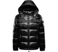 Maiyifu-GJ Herren Metallic Hooded Puffer Jacket Winter Warm Down Jackets Full Zip Alternative Quilted Padded Coat, Schwarzb1, 3XL