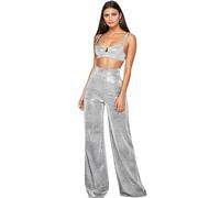 Maizoon Flares Sequin Trousers for Women Sparkly Pants with High Waist & Wide Leg Design Perfect for Disco Party Clubwear & Streetwear Fashion