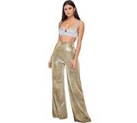 Maizoon Flares Sequin Trousers for Women Sparkly Pants with High Waist & Wide Leg Design Perfect for Disco Party Clubwear & Streetwear Fashion