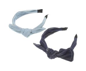 MAJORMENCH 2 Stück Jeans-stirnband mit Schleife Damen und Mädchen Breites Rutschfestes Haarband aus Denim Modisches Bequemes Accessoire für Party Makeup und Alltag